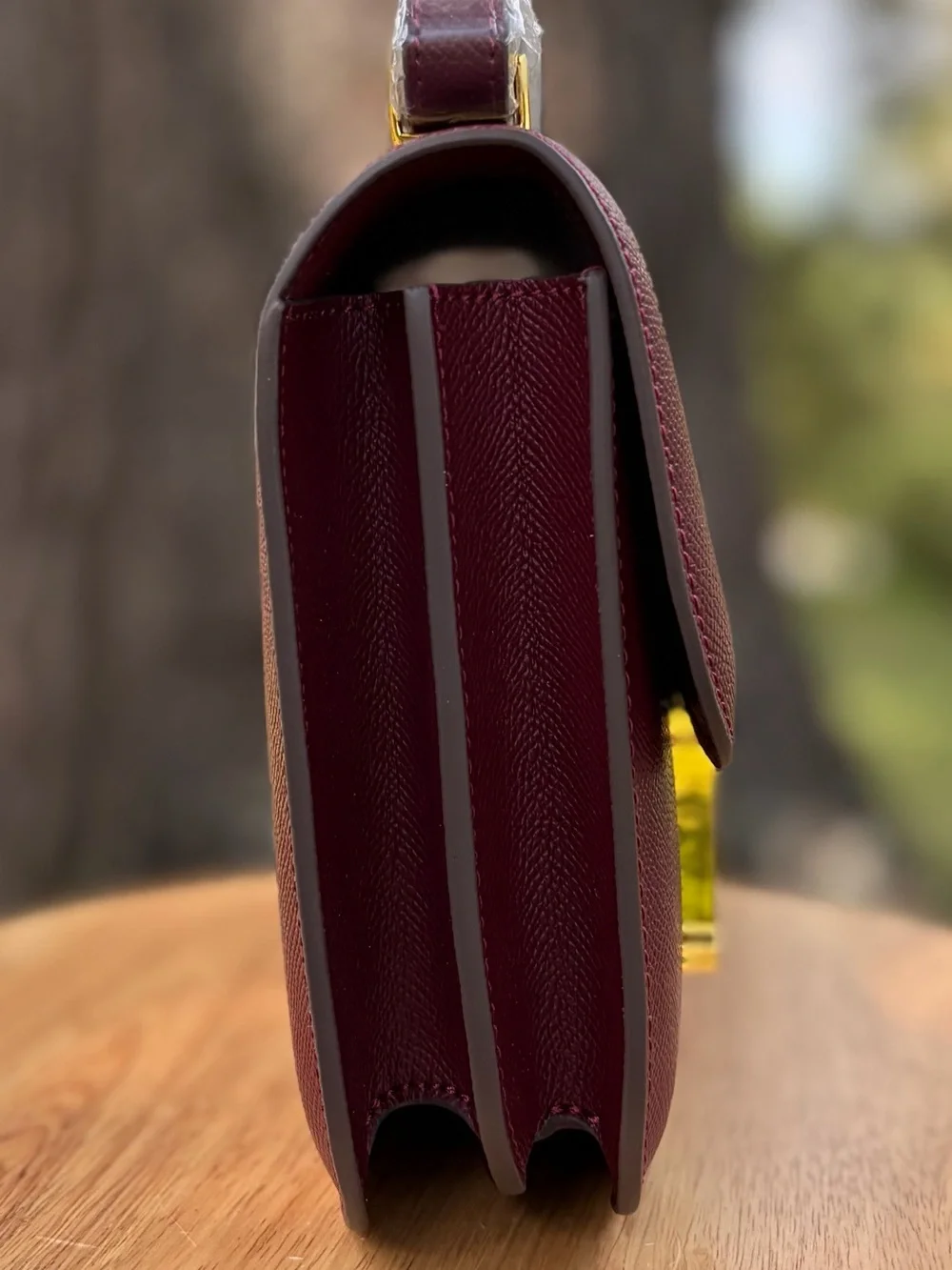 Deep Red Real Leather Shoulder/Crossbody Bag with H Closure